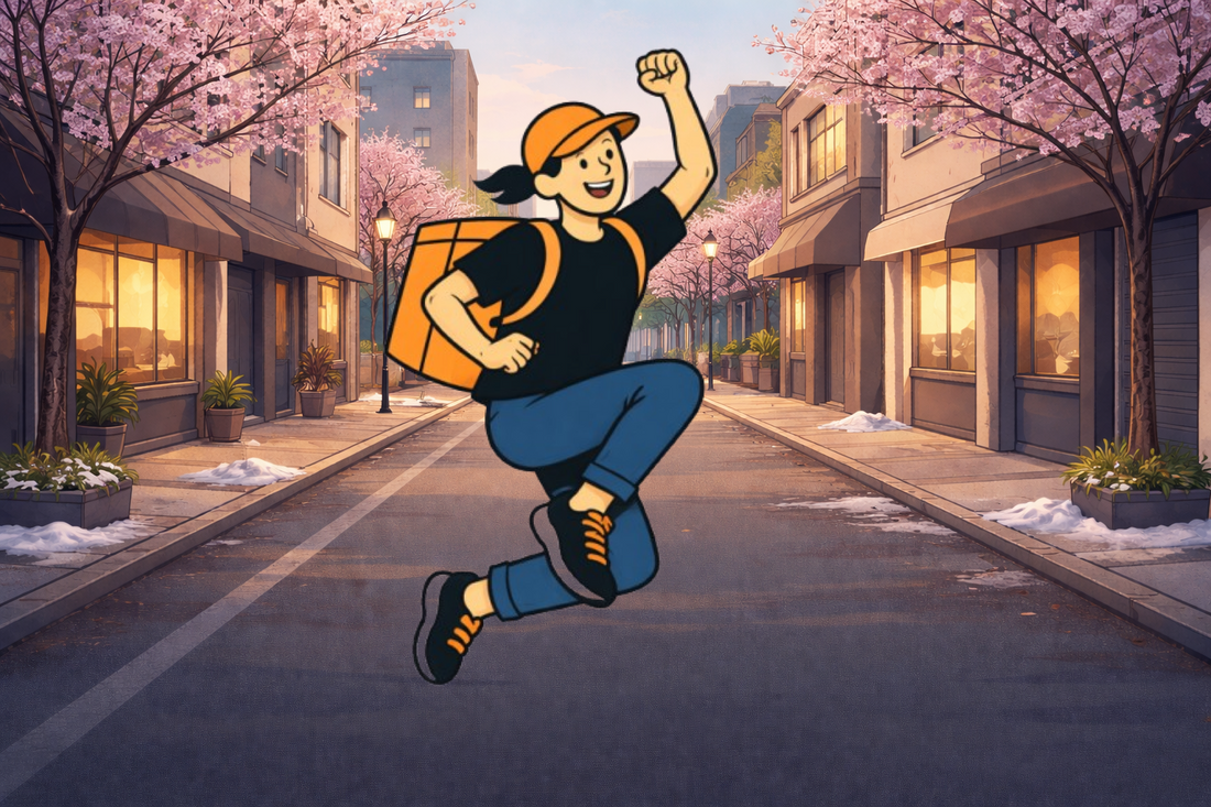 Spring Light Glowing in the City Street The Gig Economy Playbook Image Gig Worker Jumping Happy