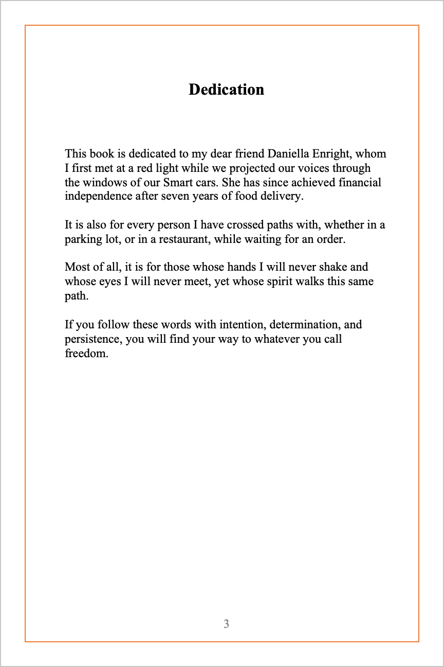 Dedication Page The Gig Economy Playbook Volume 1