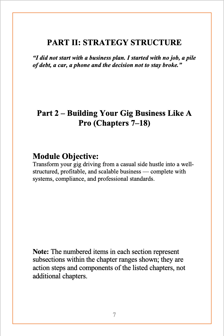 Part 2 Strategy Structure Page 1 Course Overview The Gig Economy Playbook Volume 2