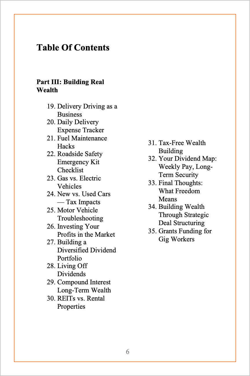 Table Of Contents Page The Gig Economy Playbook Volume 3