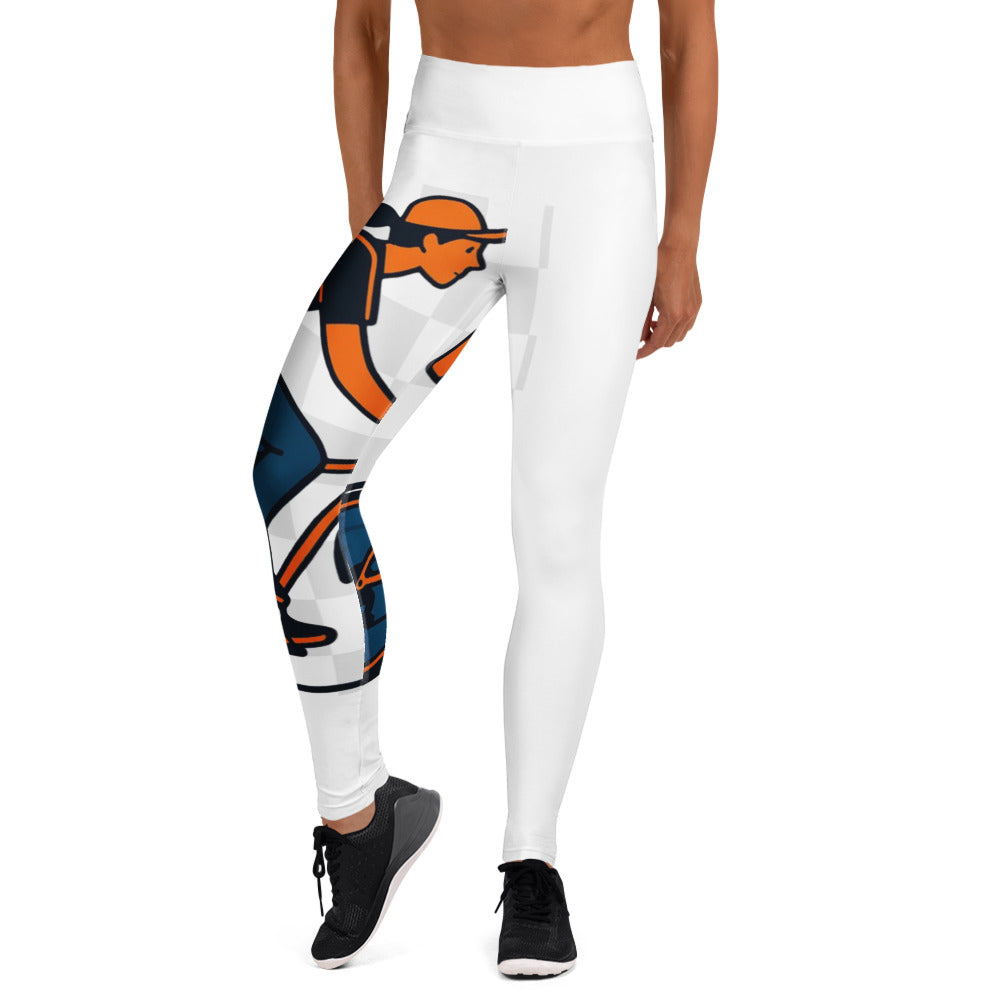 White leggings with a sports team logo The Gig Economy Playbook worn by a person on a white background