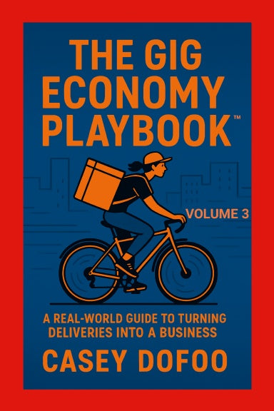 "The Gig Economy Playbook Volume 3 book cover, real-world guide to turning deliveries into a business by Casey Dofoo"